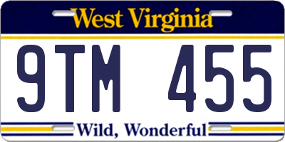 WV license plate 9TM455