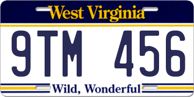 WV license plate 9TM456