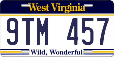 WV license plate 9TM457