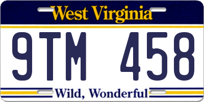 WV license plate 9TM458