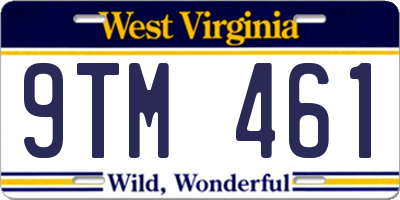 WV license plate 9TM461