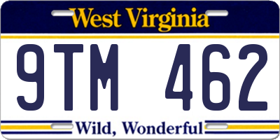 WV license plate 9TM462