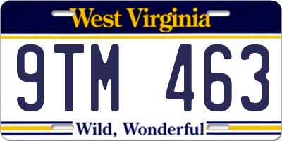 WV license plate 9TM463