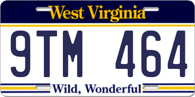 WV license plate 9TM464