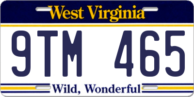 WV license plate 9TM465