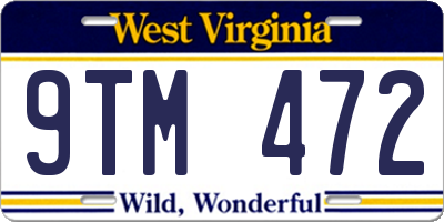 WV license plate 9TM472