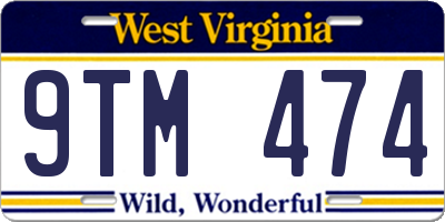 WV license plate 9TM474