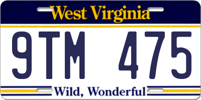 WV license plate 9TM475