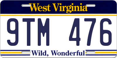 WV license plate 9TM476