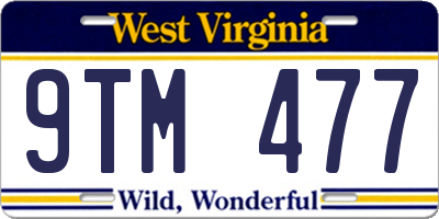 WV license plate 9TM477