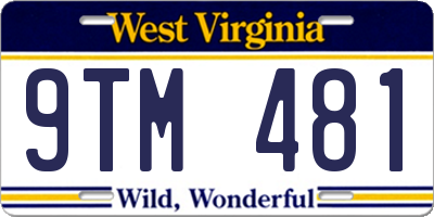 WV license plate 9TM481