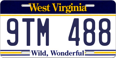 WV license plate 9TM488