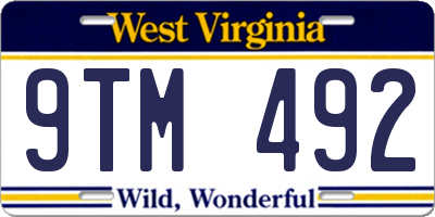 WV license plate 9TM492