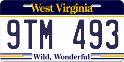 WV license plate 9TM493