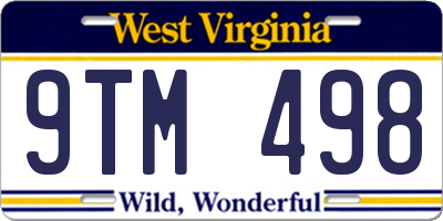 WV license plate 9TM498