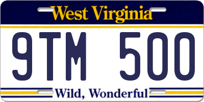 WV license plate 9TM500