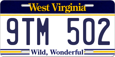 WV license plate 9TM502