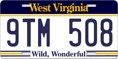 WV license plate 9TM508
