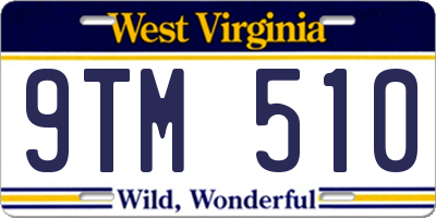WV license plate 9TM510