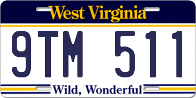 WV license plate 9TM511