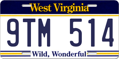 WV license plate 9TM514