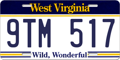 WV license plate 9TM517