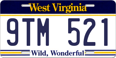 WV license plate 9TM521