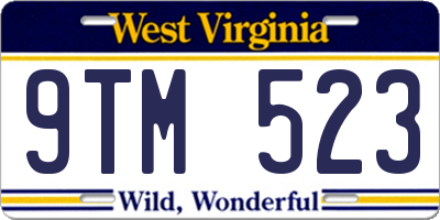 WV license plate 9TM523