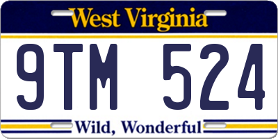 WV license plate 9TM524