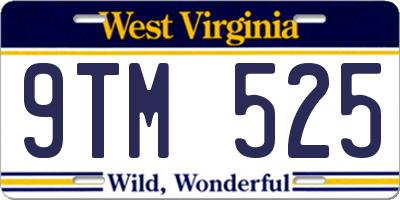 WV license plate 9TM525