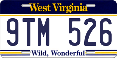 WV license plate 9TM526