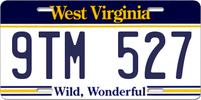 WV license plate 9TM527