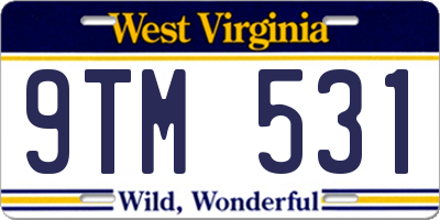 WV license plate 9TM531