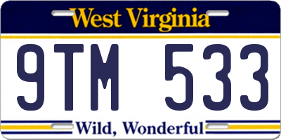 WV license plate 9TM533