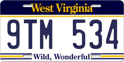 WV license plate 9TM534
