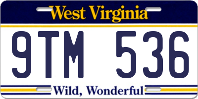 WV license plate 9TM536