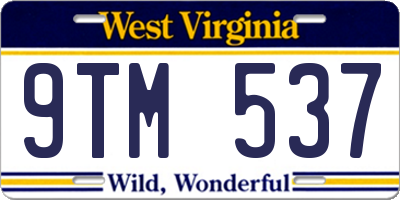 WV license plate 9TM537