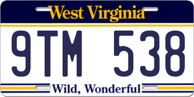 WV license plate 9TM538