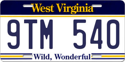 WV license plate 9TM540