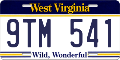 WV license plate 9TM541