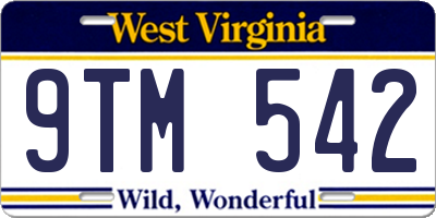 WV license plate 9TM542