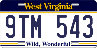WV license plate 9TM543