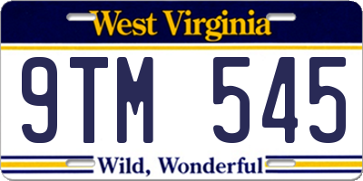 WV license plate 9TM545