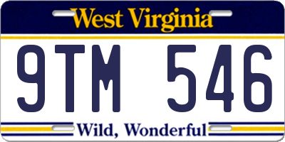WV license plate 9TM546