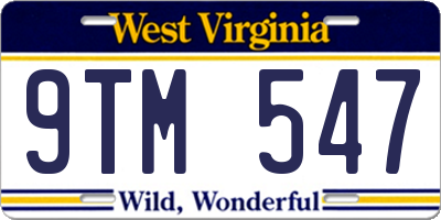 WV license plate 9TM547