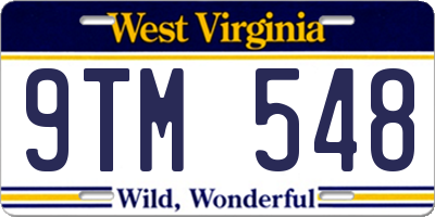 WV license plate 9TM548