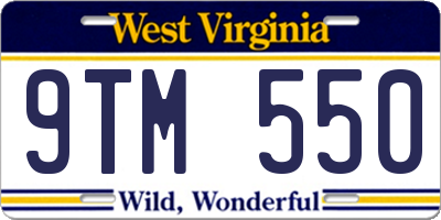 WV license plate 9TM550