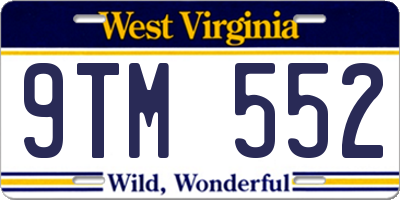 WV license plate 9TM552