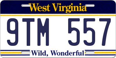 WV license plate 9TM557
