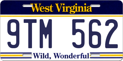 WV license plate 9TM562